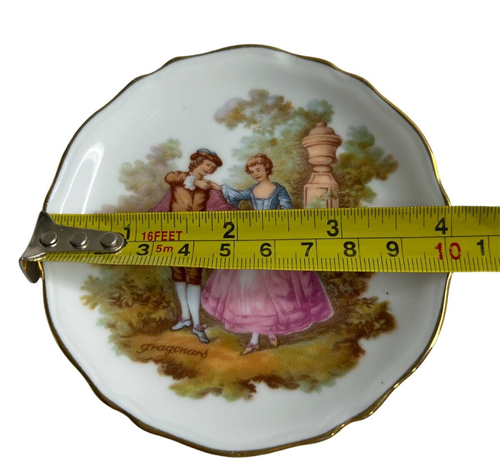 Vtg Limoges France 4" Small Trinket Dish Victorian Couple Courting Display Plate - Picture 4 of 5