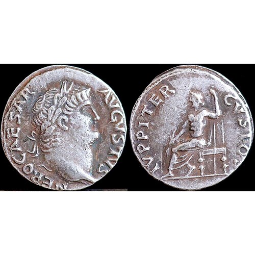 67-68 AD Ancient Roman Coin Emperor Nero - Silver Plated Denarius 19mm