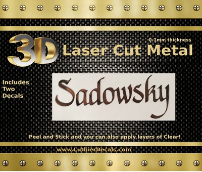 Sadowsky Guitar Decal 3D Metal Chrome head stock Restoration decal Sticker M91