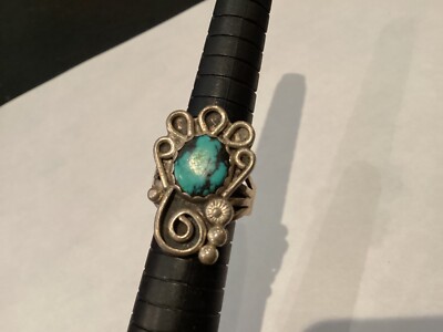 RARE AUTHENTIC SIGNED LT STERLING SILVER TURQUOISE BEAR CLAW (8) RING NO RESERVE