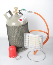 5 kg Gasflasche HPV Heizstrahler Standfuß 2 kw Schlauch 1,5 m Regler Schlüssel  