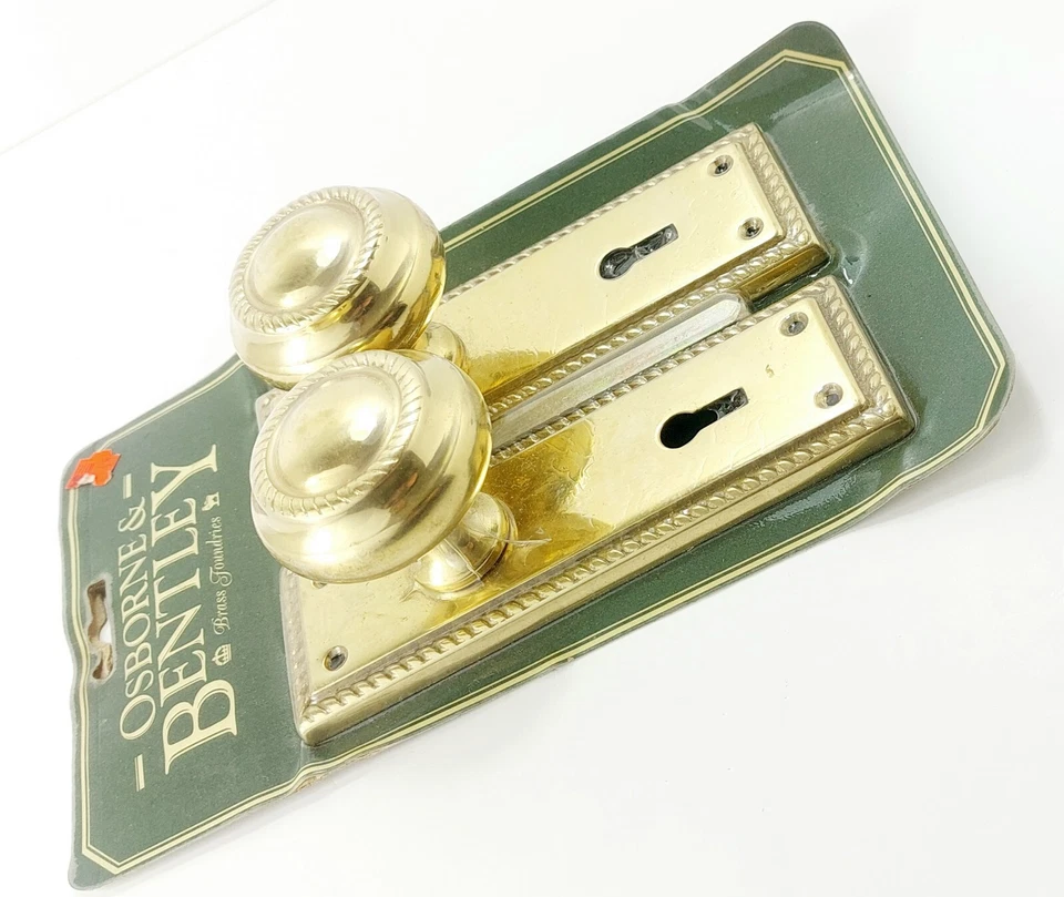 Vintage Osborne & Bentley Georgian Lever Mortice Knobs On Backplate Brass - Image 3 of 4