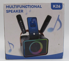 Karaoke Machine Portable Bluetooth Speaker W 2 Wireless Microphone Black NEW