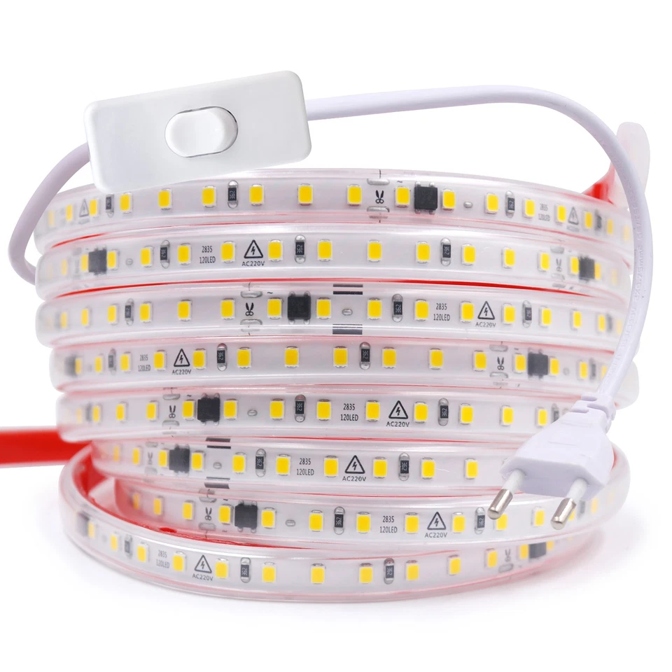 230V LED Stripe Streifen 120LEDs/m Band Wasserdicht Selbstklebend Lichterkette - Bild 2 von 4