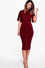 boohoo split sleeve midi dress UK 10 womens pencil party