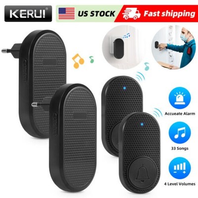 2Set Wireless Doorbell Chime Waterproof Plugin Receiver Adjustable Volume 1000FT