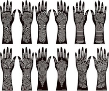 Henna Tattoo Kit,12 Sheets Stickers for Hand Large, Black