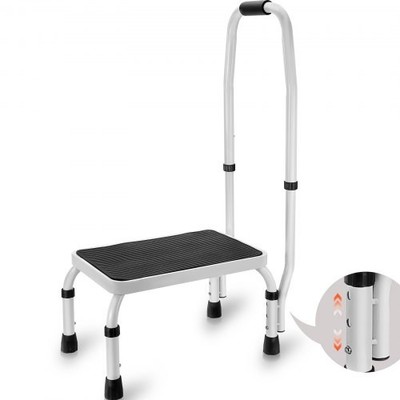 Step Stool 1-Step 330lbs Capacity, 3 Adjustable Height with Handle Steel Ste...