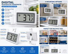 Digital Refrigerator Thermometer Fridge Freezer Temperature Gauge Large LCD Magn