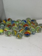 VINTAGE LOT OF 30 CAT'S EYE VANE 3 COLOR 5/8" GLASS MARBLES JAPAN MACHINE MADE