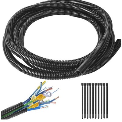 1/2''-32.8ft Split Wire Loom Tubing Cable Management 1/2''-32.8ft, Black