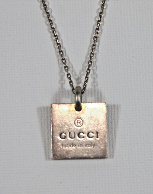 GUCCI Mini Square Authentic Anhänger Halskette 925 Sterling Silber