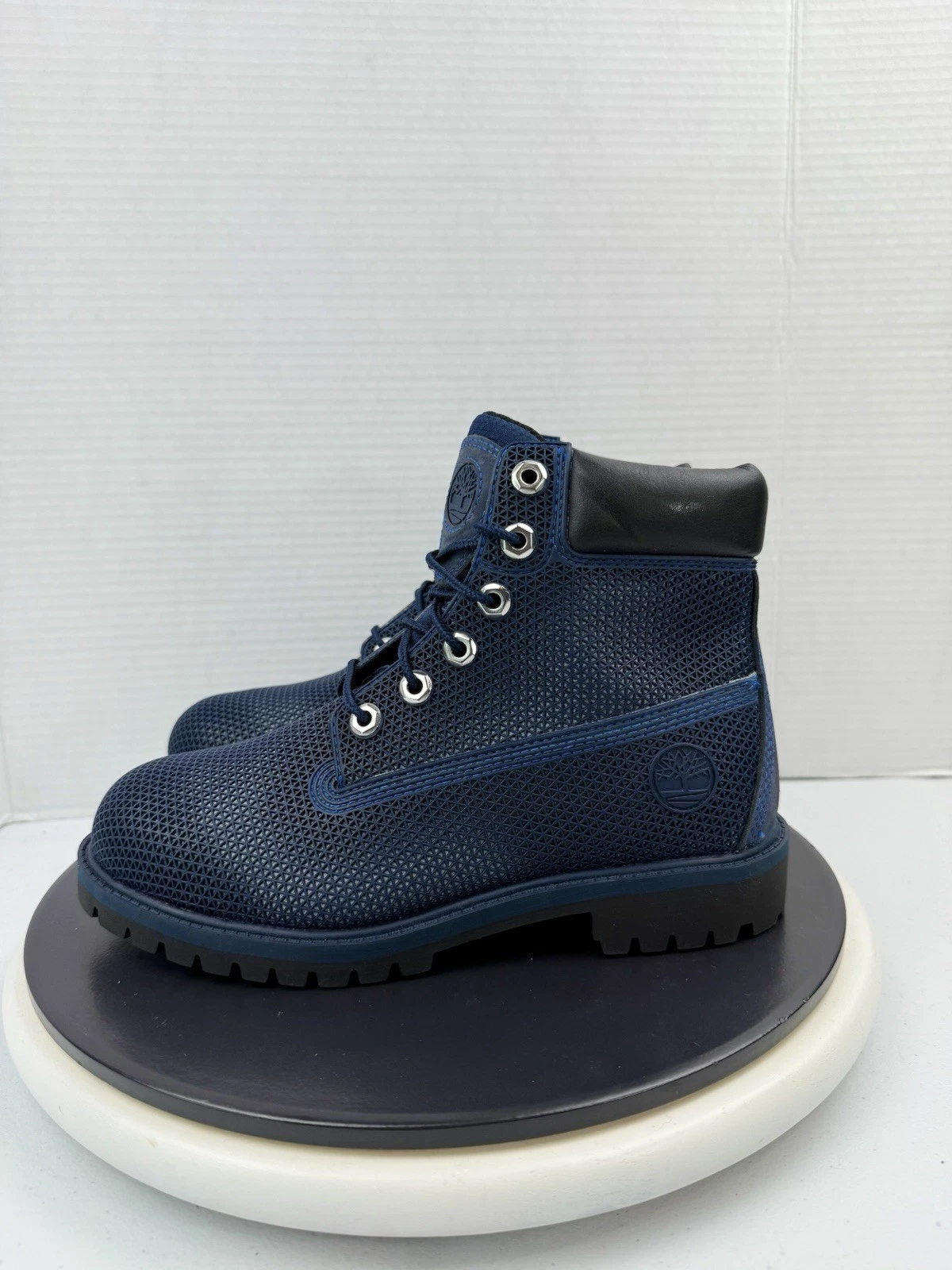 Stivali alti Timberland tessuto rete blu navy pelle taglia 5 5 anni donna 7 NUOVI
