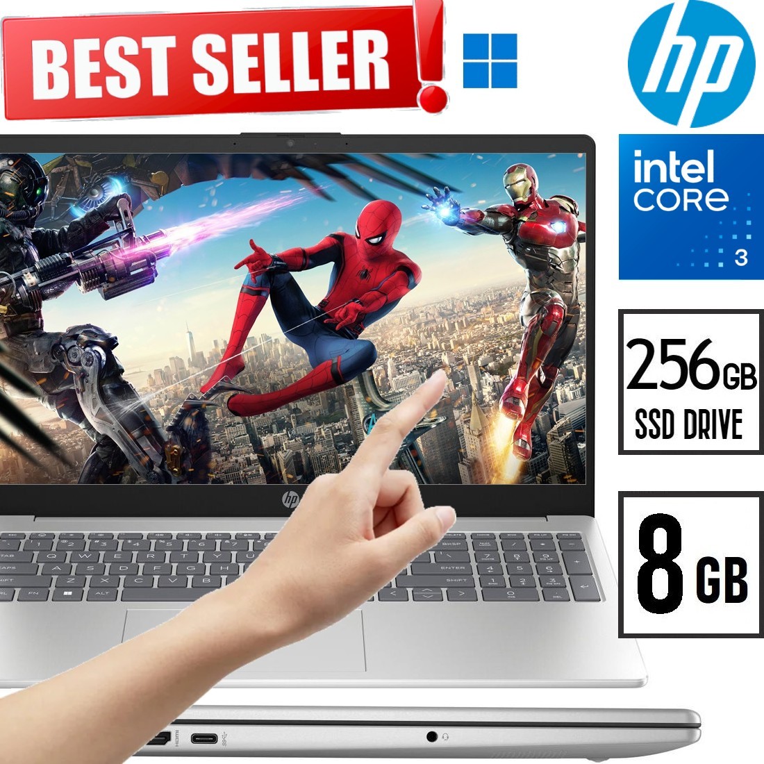 2025 HP TouchScreen Laptop Intel Core i3-N305 256GB