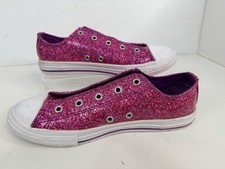 Converse All Star Pink Glitter Slip On Sneakers Junior Size 4 No Laces