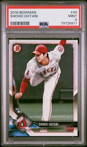 SHOHEI OHTANI 2018 TOPPS BOWMAN #49 PITCHING ROOKIE CARD RC PSA 9 MINT #79726811
