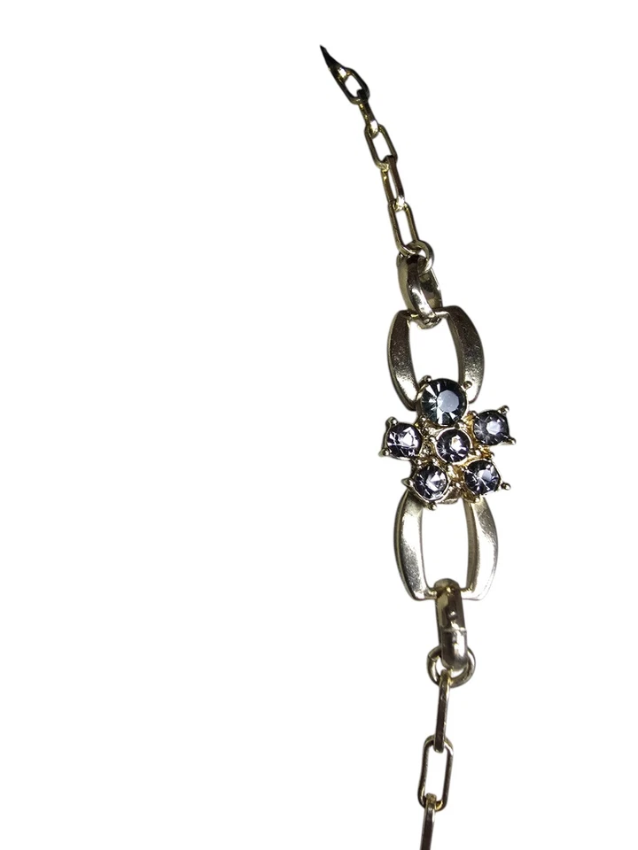 Collar estación cadena cristal gris chapado en oro para mujer Foto 4 de 4