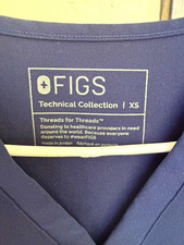 FIGS Technical Collection Women's XS Navy V-Neck Short Sleeve Scrub Top Poly