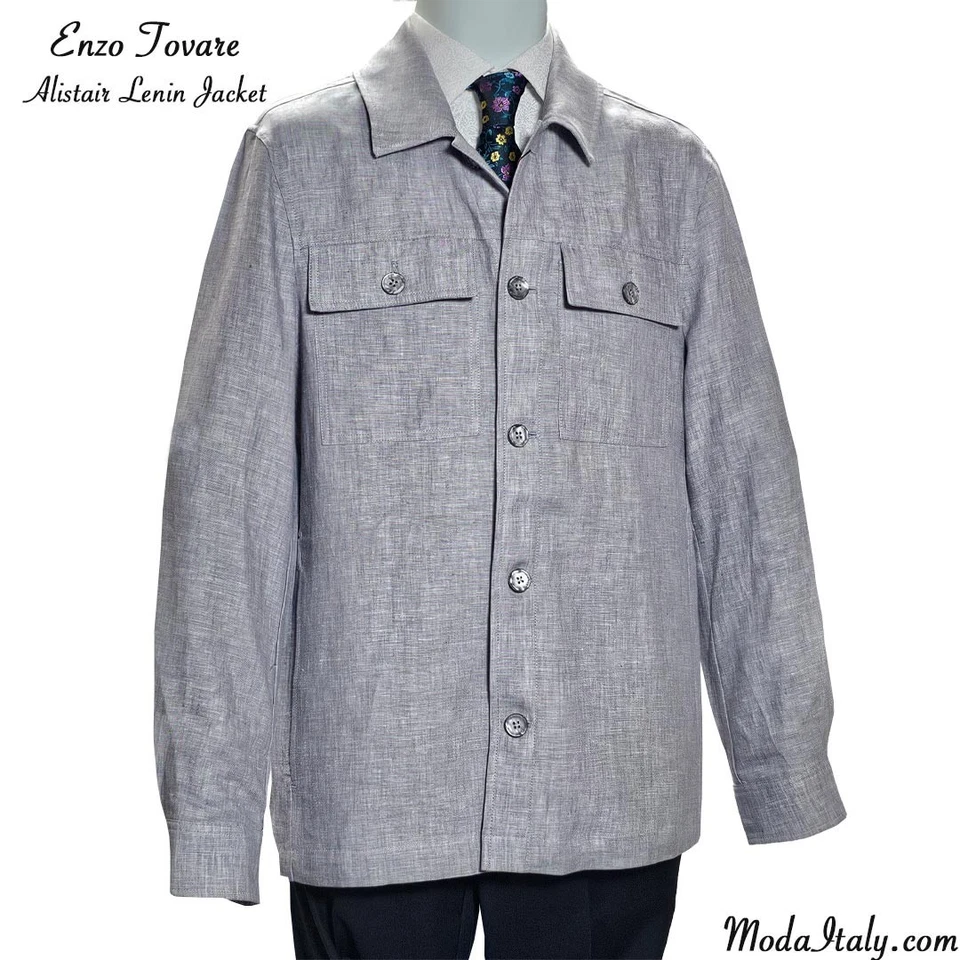 Chaqueta informal de lino gris Enzo Tovare Foto 2 de 3