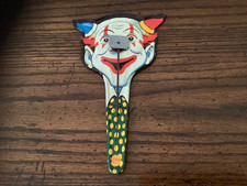 VINTAGE CLAPPER CLOWN TIN METAL TOY VGUC