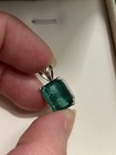 Deep Green Zambian Emerald White Gold Pendant Faceted 13k Comes With Paperwork — photo 10