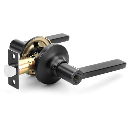 Sleek Round Privacy Door Handle with Emergency Release - Keyless Interior Door Lever for Modern Homes-image