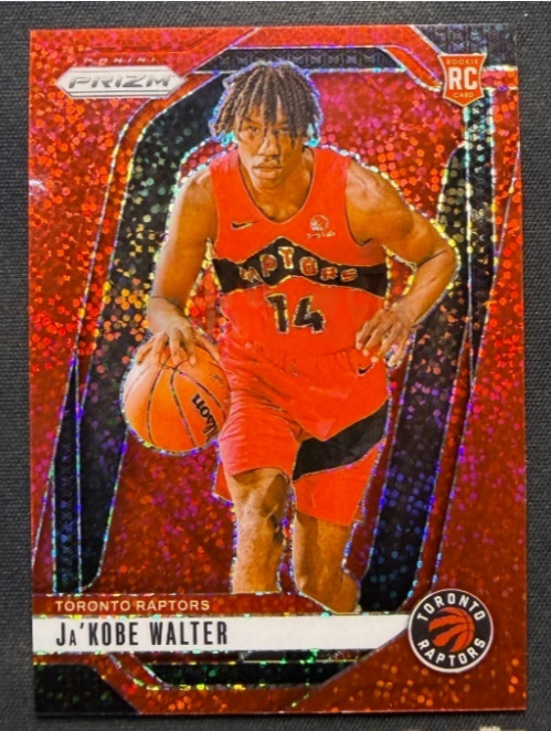 Jakobe Walter 2024-25 Panini Prizm Basketball Red Sparkle RC Raptors #223