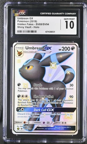 Umbreon GX #SV69 Hidden Fates Pokemon Card CGC 10