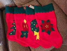 NWT Lot of 4 Vtg Santa's Best Red/Green Felt 18" Christmas Stockings 1990s