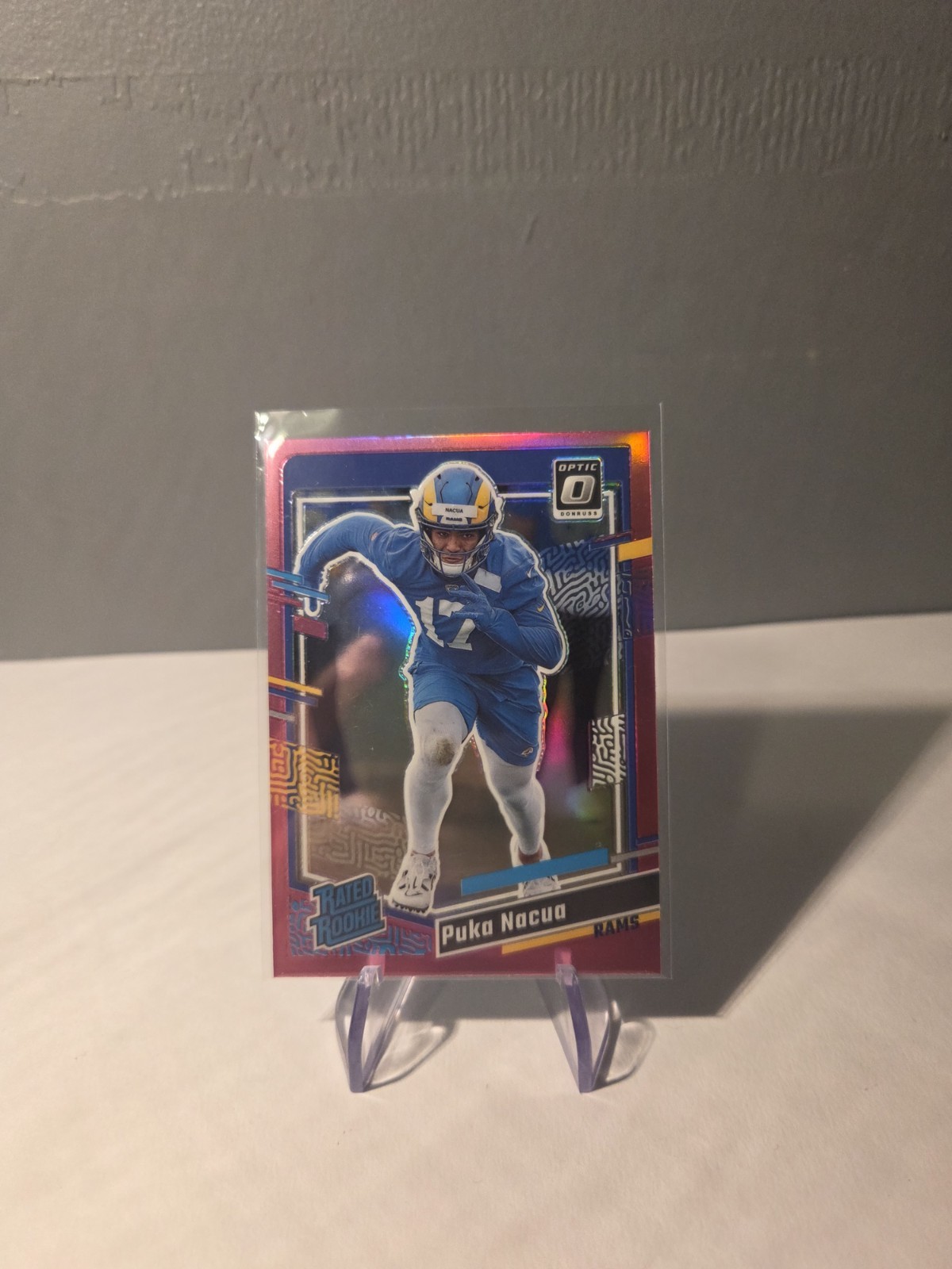 2023 Panini Donruss Rated Rookie Puka Nacua #357 Optic Preview Pink Prizm (RC)