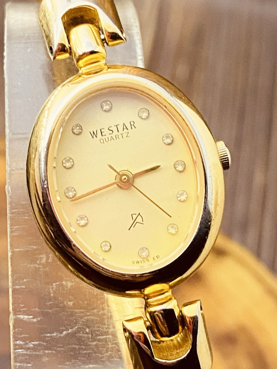 VINTAGE LUXURY NICE SWISS LADIES GOLD PLATED QUARTZ WATCH 