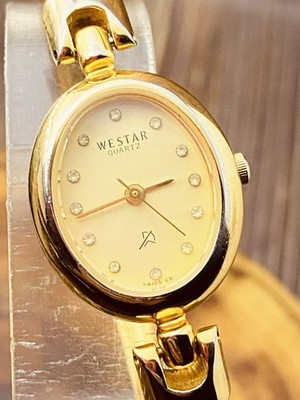 VINTAGE LUXURY NICE SWISS LADIES GOLD PLATED QUARTZ WATCH 