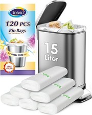 15 Litre Strong Pedal Bin Liners, 120 Clear Waste Bags – Fits 12-15L Bins
