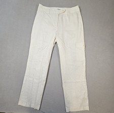 Jones New York Signature Linen Blend Pants Sz 10 Off White Wide Legs Lined Women