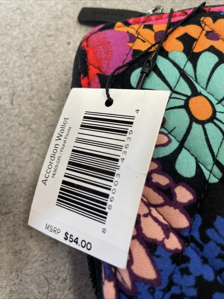 Cartera Acordeón Vera Bradley Floral Fiesta Cremallera Alrededor 7.5" x 4.5" Nueva con etiquetas Foto 2 de 4