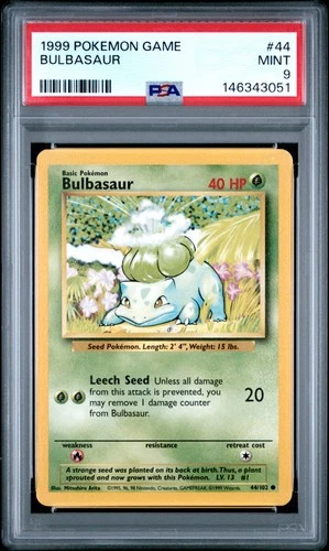 1999 POKEMON BASE SET UNLIMITED #44 BULBASAUR PSA 9
