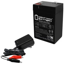 Mighty Max 6V 4.5AH Battery for Game Deer Feeder Mojo Duck + 6V Charger