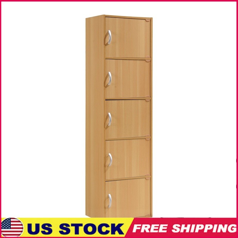 5-Shelf 5-Door Freestanding Storage Cabinet for Home Office Organizer