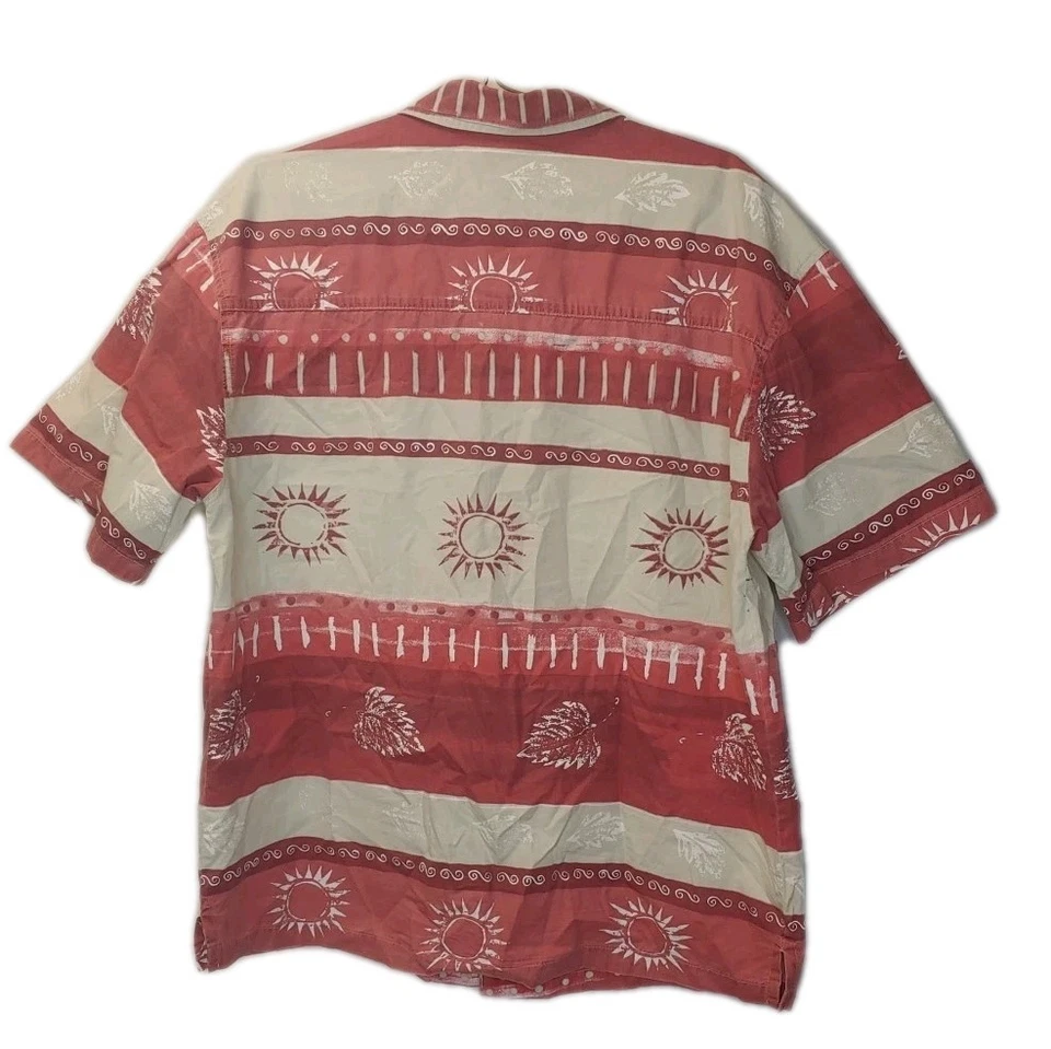 Camisa Hawaiana True Grit Hombres Grande De Colección EE. UU. Cuello Lazo SOL Rayas Roja Playa Foto 2 de 4