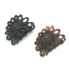French Small Shell & Black Hair Claw Clips 2-Inch Jaw Clip Set of 2PCS
