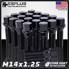 20 Bmw Lug Bolt M14x1.25 Black 40mm Fit 2007-18 X5 2008-19 X6 W 10-14 Spacer