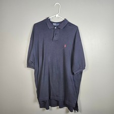 Ralph Lauren Men's XL Polo Short Sleeve Navy Blue With Red Pony 100 Cotton