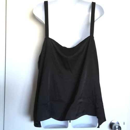 New Eloquii Black Cami Top Satin Plunge Twist Front V Neck Knot EUC Plus Sz 20 - Picture 2 of 4