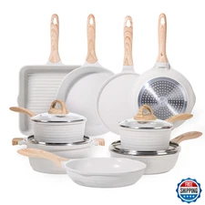 JEETEE 23pcs Non-stick Cookware Set: Frying Pans, Saucepans, Griddle, Induction,