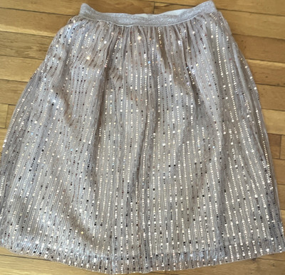 Wonder Nation Silver Sequin A-Line Party Skirt XL (14-16) Girls Knee Length
