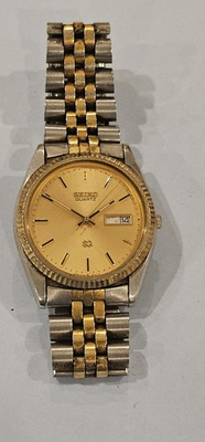 #ad Vintage Mens Seiko SQ 5Y23 8A60 Presidential Date Adjust Watch Two Tone $199.00