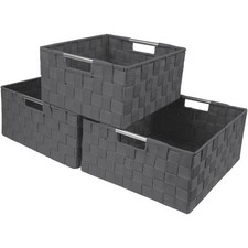 Storage Box Woven Basket Bin Container Tote Cube Organizer Shelf Organizer with