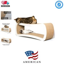 Jumbo Cat Scratcher Lounge, White. 39 x 11 x 14 inch 4 Cardboard Scratching S...