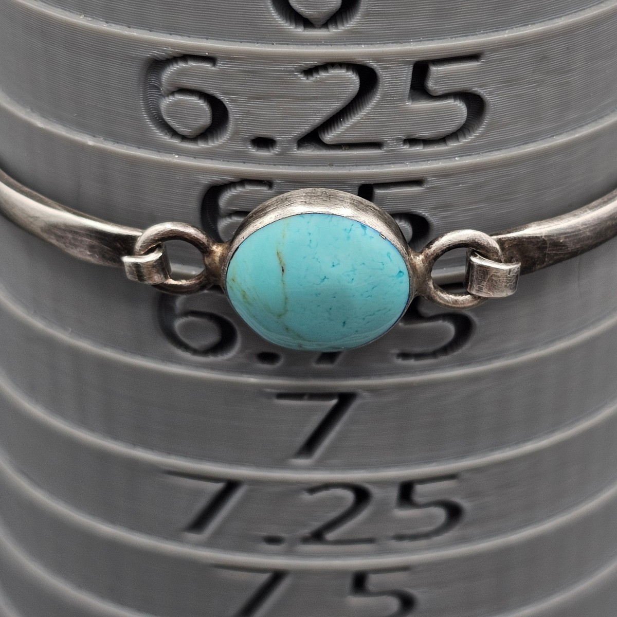 Vintage Mexico Sterling Silver 925 Turquoise Cabochon Bangle 