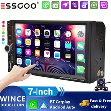 7" Car Radio Stereo Double DIN Wireless Apple Carplay Android Auto SWC+ Camera